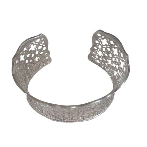 Kendra Scott Candice Cuff Bracelet Silver Tone Filigree Open Lace Design - Picture 3 of 6